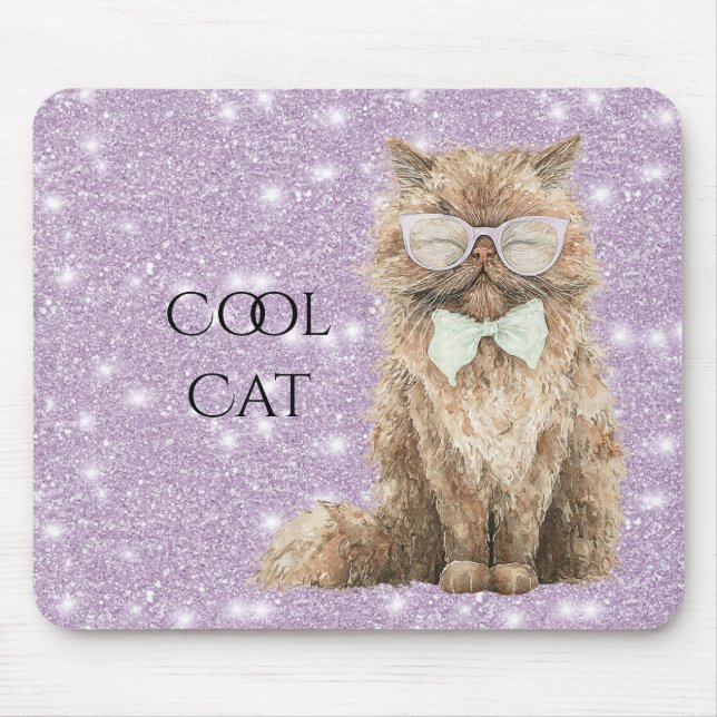 Lila Glittergnistrande Bruna Coola Katt Glasögon   Musmatta (Framsidan)