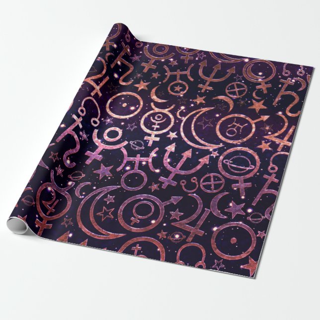 Lila glitterig planetarisk universum rymdplaneter presentpapper (Utrullad)