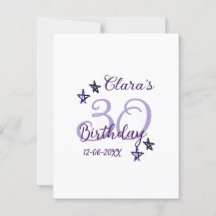 Lila glitterstjärnor 30-års födelsedag modern retr