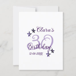 Lila glitterstjärnor 30-års födelsedag modern retr vykort