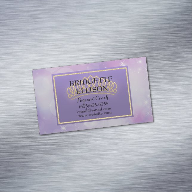 Lila Glittery Stars Skönhetstävling Coach Magnet (In Situ)