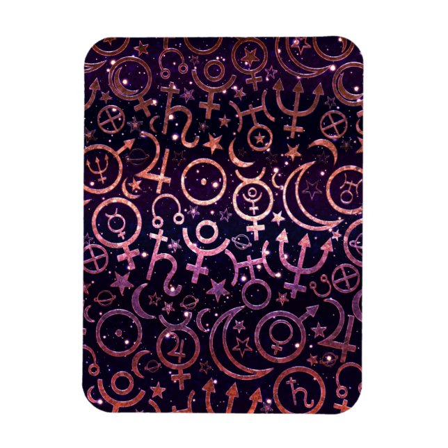 Lila Glittrig Planetarisk Universum Rymd Planeter Magnet (Vertikal)