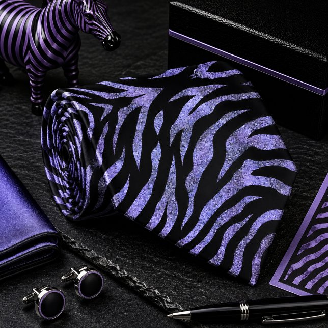 Lila Glittrig Zebra Vilda Djur Mönster Slips (Skapare uppladdad)
