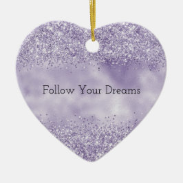 Lila Glitzy Glitter Julgransprydnad Keramik