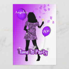 Lila Glitzy Tjejigt Tid Att Festa Personligt Inbjudningar