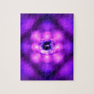 Lila glödande atom pussel