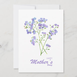 Lila Glöm mig inte Blommor Mors dag Card Julkort