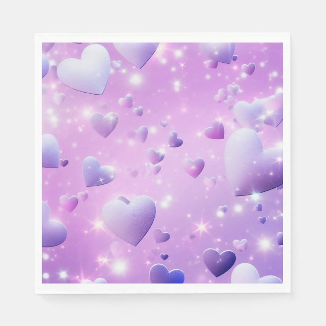Lila Glow Heart Pappersservett (Framsidan)