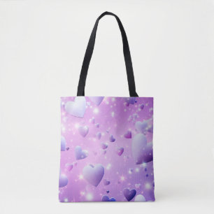 Lila Glow Heart Togo Bag Tygkasse