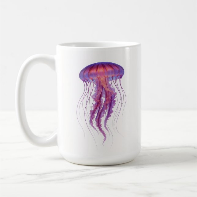 Lila Glow Jellyfish Kaffemugg (Vänster)