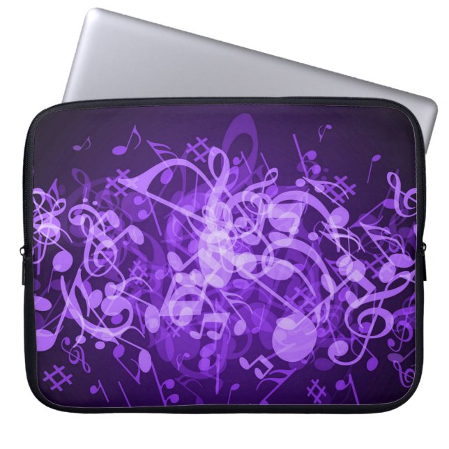 Lila Glow Musik noter Laptop sleeve (Framsidan)