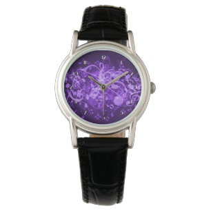 Lila Glow Musik noter Wrist Watch Armbandsur