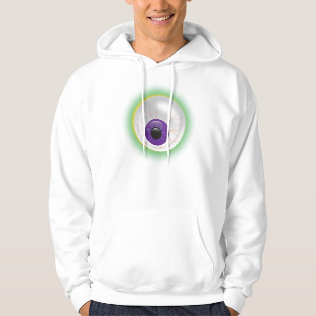 Lila Glowing Monster Öga Eyeball Halloween Sweatshirt (Framsida)