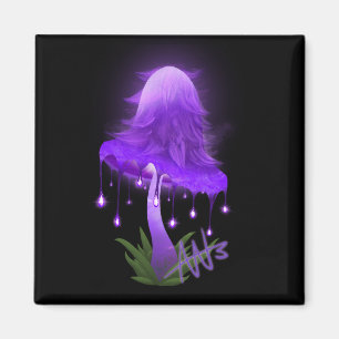 Lila Glowing Mushroom Magnet