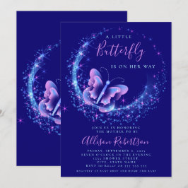 Lila Gnistra Butterfly Girl Baby Shower Inbjudningar