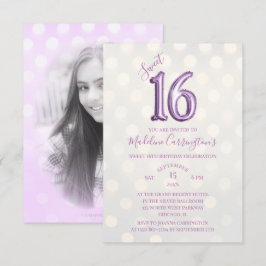 Lila Gnistra Foil Sweet 16 Birthday Photo Inbjudningar