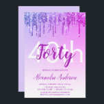 Lila Gnistra Glitter 40:e födelsedag Party Inbjudningar<br><div class="desc">Lila Lavender and Rosa Gnistra and Dripping Glitter Ombre Girly Födelsedagsfest 40:e födelsedagsinbjudan. Denna moderna 40-årsinbjudan är perfekt för den moderna och elegant Gnistran Glitter Girly Party att tittar fira i stil. Kontakta designern om du vill matcha anpassade objekt.</div>