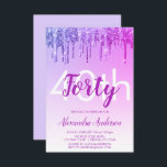 Lila Gnistra Glitter 40:e födelsedag Party Inbjudningar<br><div class="desc">Lila Lavender and Rosa Gnistra and Dripping Glitter Ombre Girly Födelsedagsfest 40:e födelsedagsinbjudan. Denna moderna 40-årsinbjudan är perfekt för den moderna och elegant Gnistran Glitter Girly Party att tittar fira i stil. Kontakta designern om du vill matcha anpassade objekt.</div>