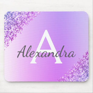 Lila Gnistra Glitter Monogram Namn Musmatta