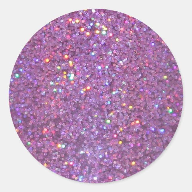 Lila Gnistra Glitter Runt Klistermärke (Framsida)