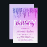 Lila Gnistra Glitter vid födelsedag Inbjudningar<br><div class="desc">Lila Sparkly Dripping Glitter Anpassningsbar i alla åldrar Födelsedagsfest inbjudan. Det här är perfekt Birthday-inbjudan till en modern Glitter Gnistra Girly-Födelsedagsfest. Kontakta designern om du vill matcha anpassade objekt.</div>