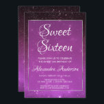 Lila Gnistra Himmel Sweet 16 födelsedagsinbjudan Inbjudningar<br><div class="desc">Violet Lila Sweet sixteen Starry Night Himmel Gnistra Lila Ombre Party Investigation with Silver Foil Trim. Den här inbjudan är perfekt för Gnistran Girly Sweet 16-Födelsedagsfesten som tittar att fira i Lila.</div>