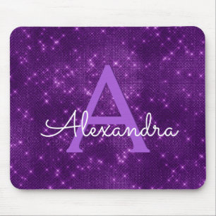 Lila Gnistra Modern Monogram Namn Mousepad Musmatta