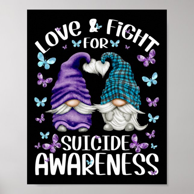 Lila Gnome med Cute Butterfly Mönster Suicide A Poster (Framsidan)