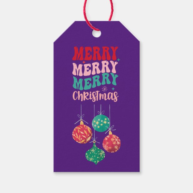 Lila God jul Ornament Presentetikett (Framsidan)