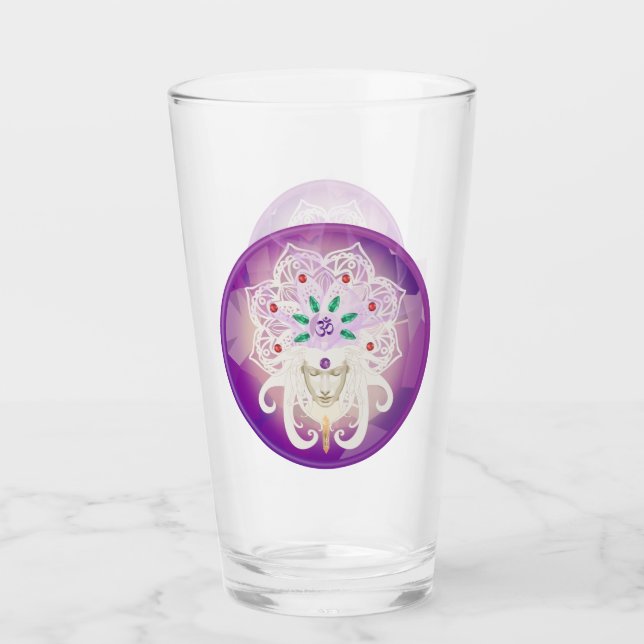 Lila Goddess Meditation om Zen Drinking Glass Glaskopp (Framsida)