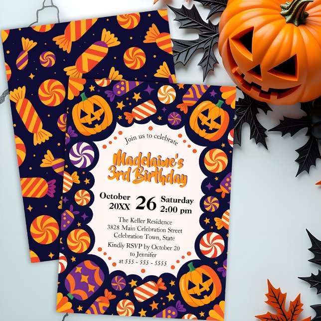 Lila godispumpa för barn Halloween födelsedag Inbjudningar (Skapare uppladdad)