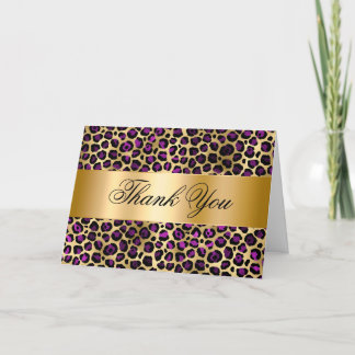 Lila Gold Foil och Black Leopard Glam Tack Kort