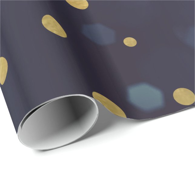 Lila Gold Foil Polka dots Mönster Wrapping Papper Presentpapper (Rullad Hörn)