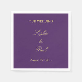 Lila Golden Beige Bröllop Napkins Pappersservett