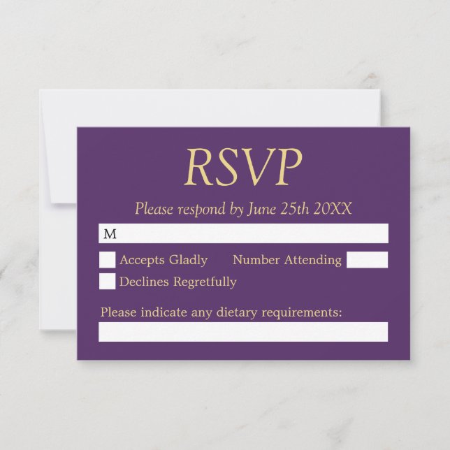 Lila Golden Beige Bröllop OSA Card Kort (Framsida)