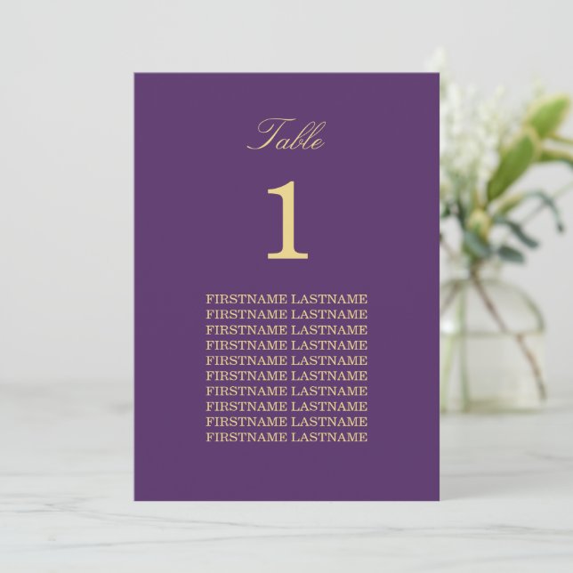 Lila Golden Beige Guest Namn Bord Card (Stående Fram)