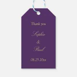 Lila Golden Beige Wedding Favor Tack Presentetikett