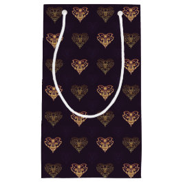 Lila & Golden Decorative Hearts Mönster Gift Bag