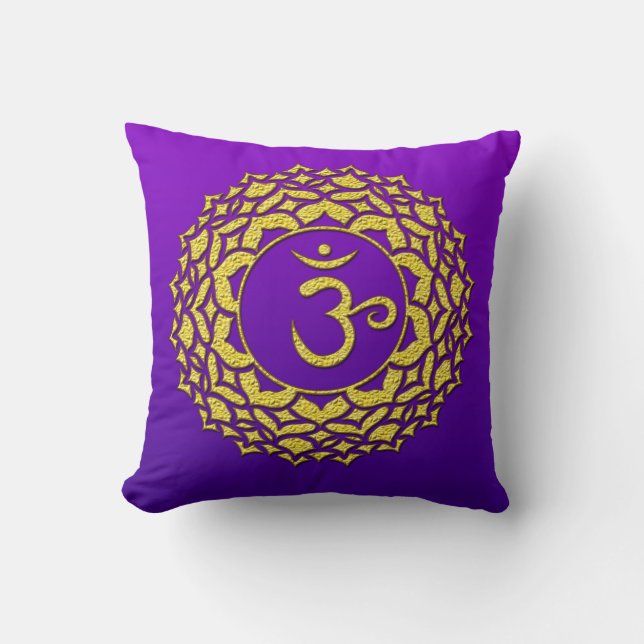 Lila Golden Krona Chakra Art Kudde (Framsida)
