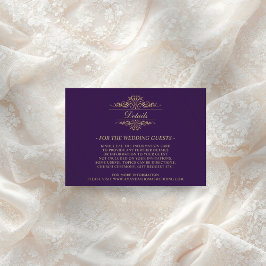 Lila Golden lyxury Bröllop-höljeskort Tilläggskort