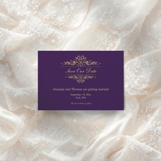 Lila golden ram spara datumkortet datumet (Skapare uppladdad)