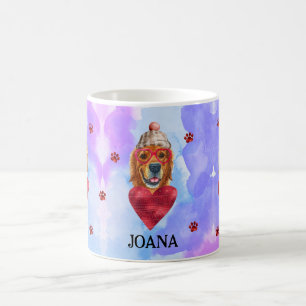 Lila Golden Retriever Alla hjärtans dag present Hu Kaffemugg