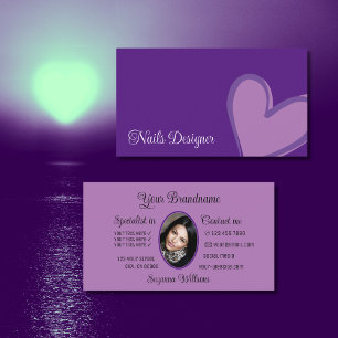 Lila Gorgous Lilac Heart Modern med Photo Cute Visitkort