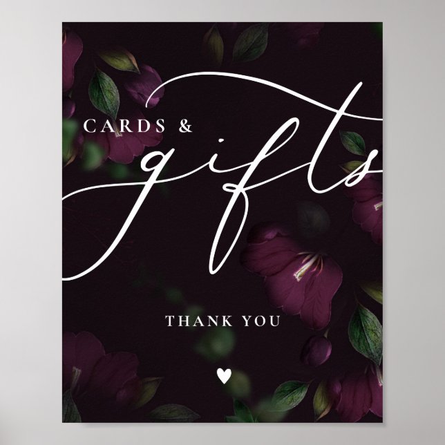 Lila goth Calligraphy Cards & Gifts Bröllop Sign Poster (Framsidan)
