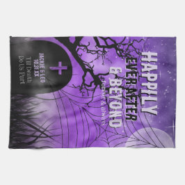 Lila Goth Graveyard Silhouette Hallow Souvenir Kökshandduk