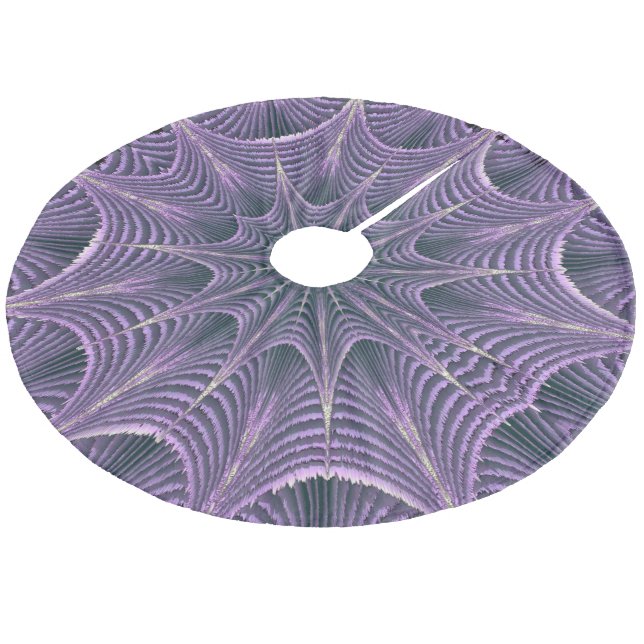 Lila Goth Spindelnät Halloween Julgransmatta Fleece (Vinklad)