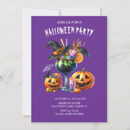 Lila Gothic Cocktails Halloween Inbjudningar