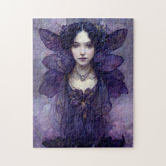 Lila Gothic Fairy Fantasy Art Jigszle Puzzle Pussel (Vertikal)