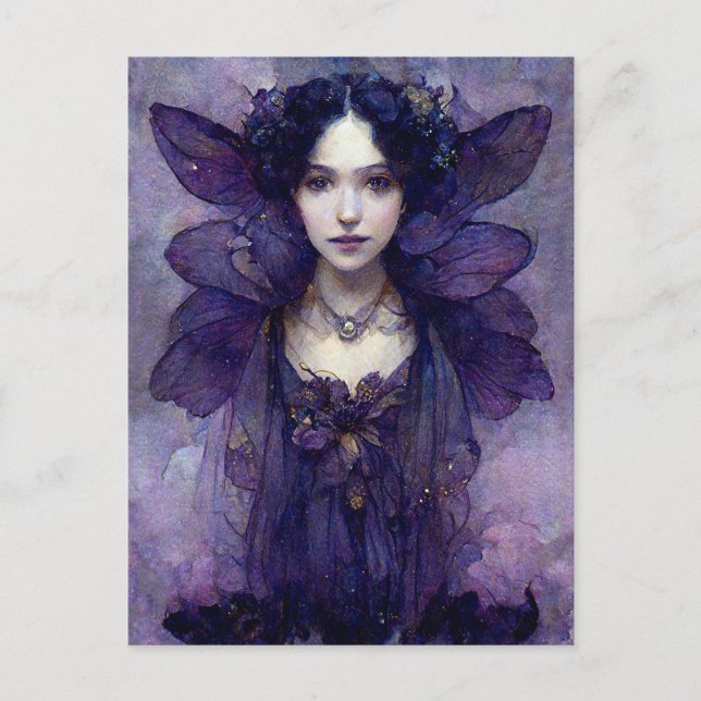 Lila Gothic Fairy Fantasy Art Postcard Vykort (Framsida)