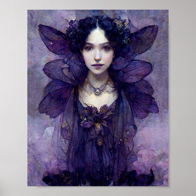 Lila Gothic Fairy Fantasy Art Poster (Framsidan)